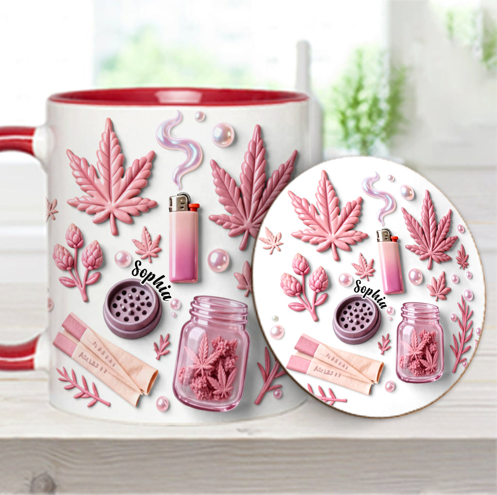 Green Magic Leaf - Personalized Weed Accent Mug & Coaster