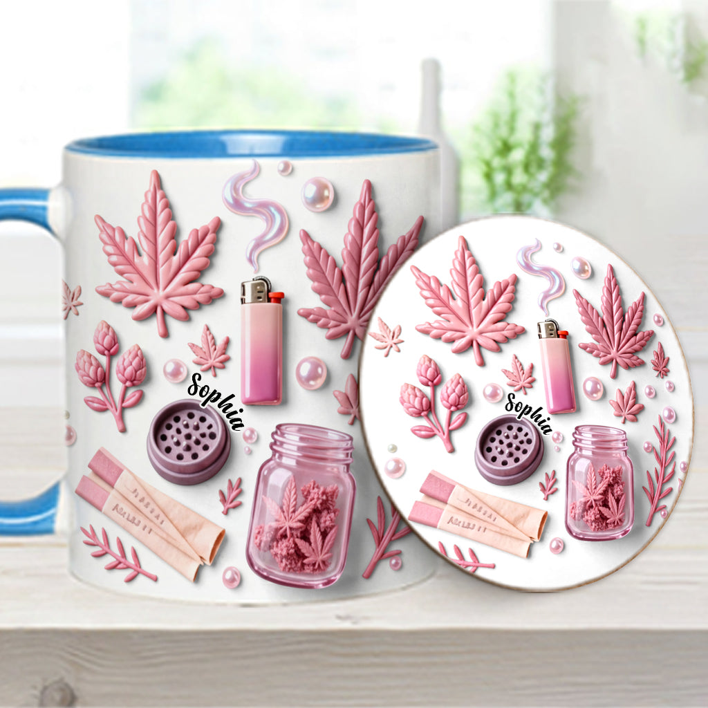 Green Magic Leaf - Personalized Weed Accent Mug & Coaster