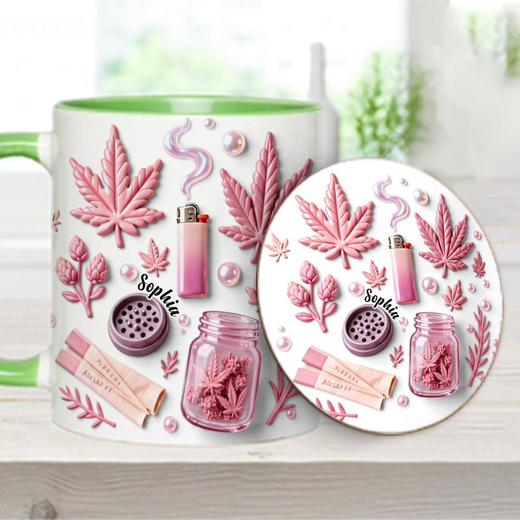 Green Magic Leaf - Personalized Weed Accent Mug & Coaster