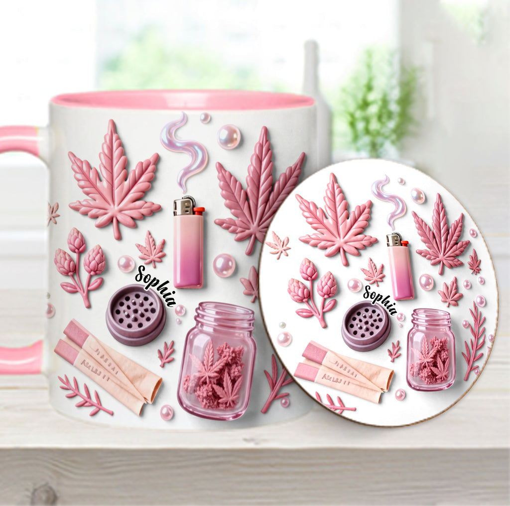 Green Magic Leaf - Personalized Weed Accent Mug & Coaster