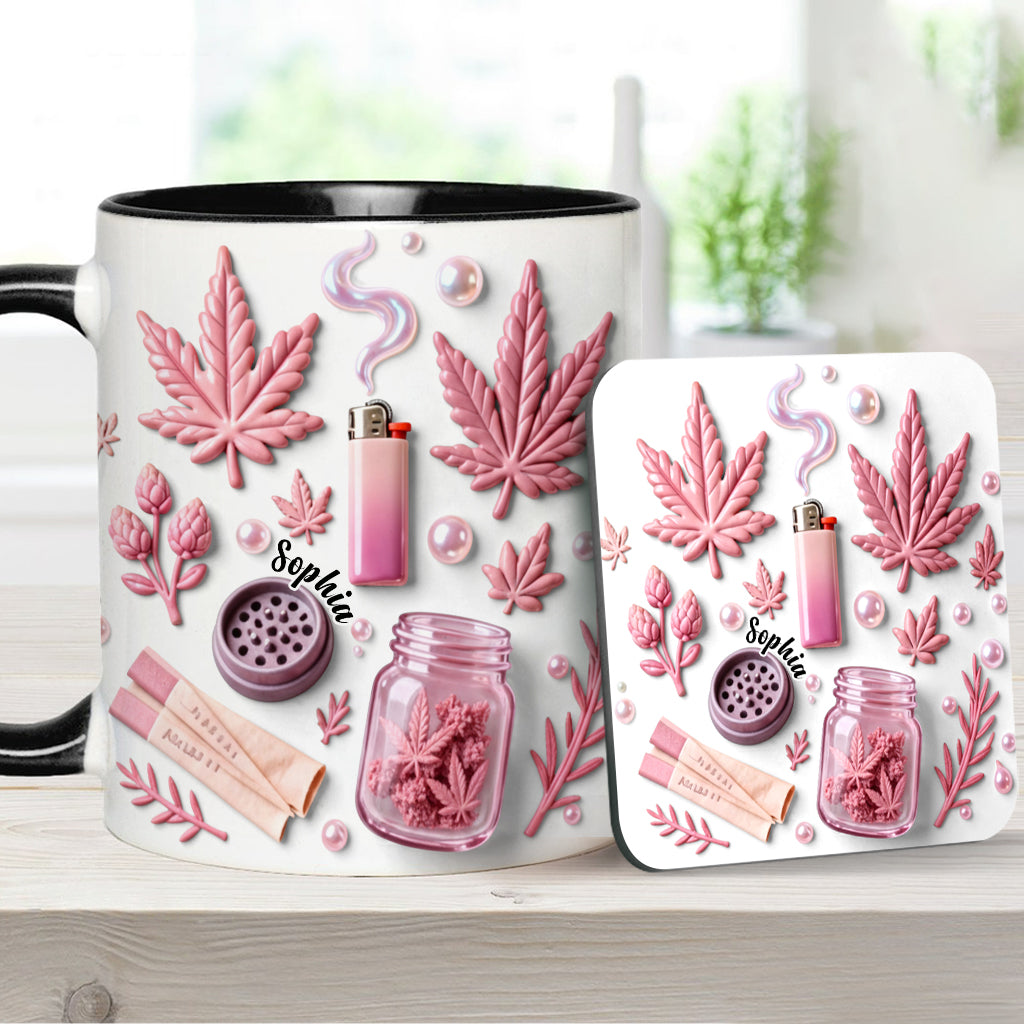 Green Magic Leaf - Personalized Weed Accent Mug & Coaster