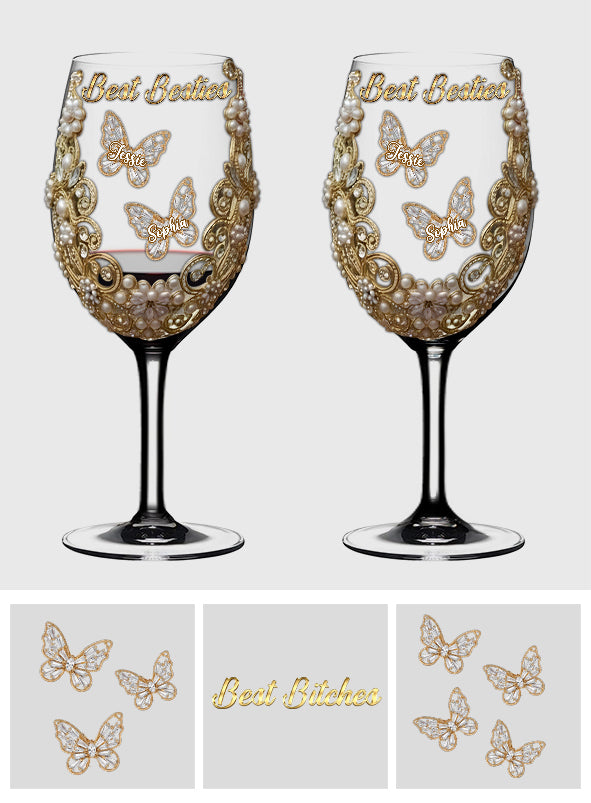 Beste Freundinnen – Personalisiertes Weinglas mit langem Stiel für beste Freundinnen