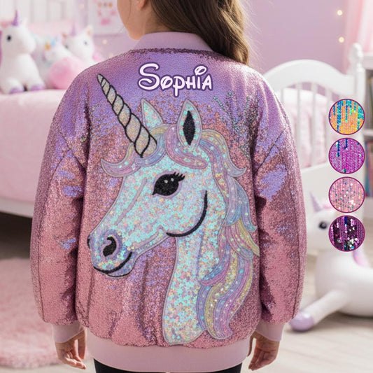 Beautiful Unicorn Gift For Girl - Personalized Kid Varsity Jacket