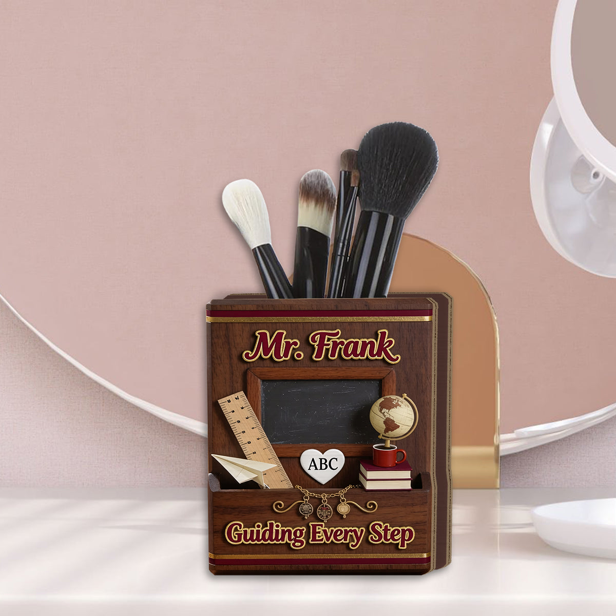 Vintage Teacher - Personalized Teacher Wooden Desk Organizer