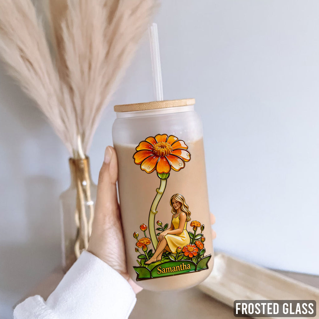 Personalisierte Geburtsblume mit Foto – Selbstliebe-Dose