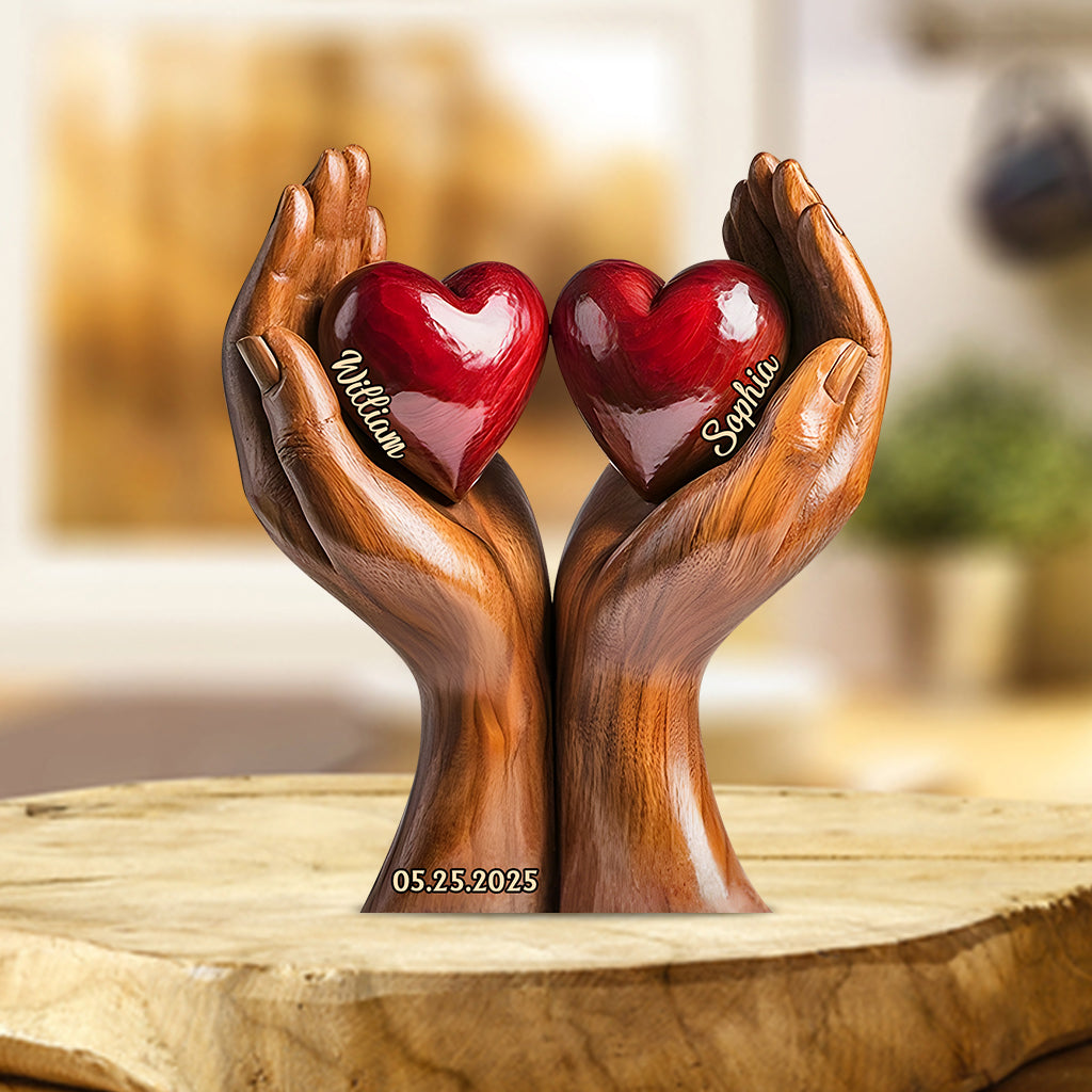 „Du und ich, wir schaffen das“ – personalisierte Acrylplakette in individueller Form für Paare