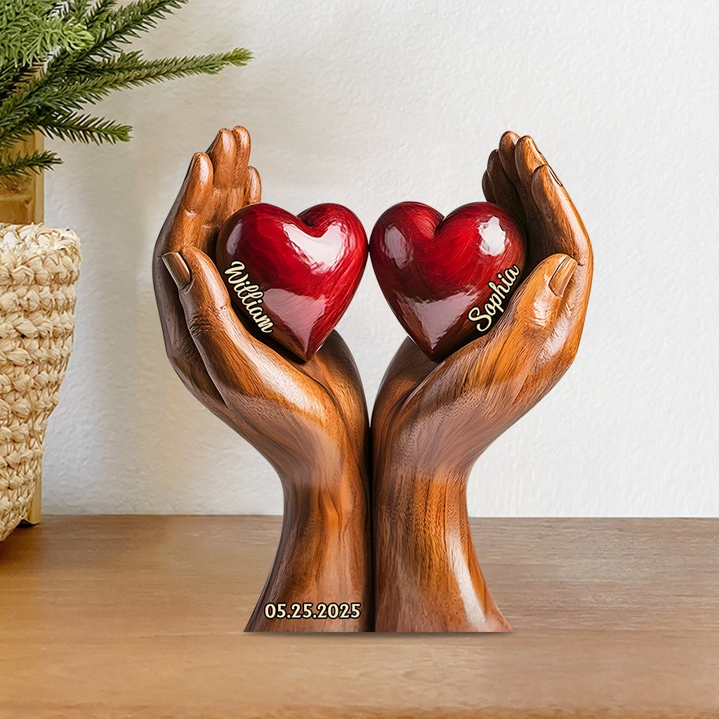 „Du und ich, wir schaffen das“ – personalisierte Acrylplakette in individueller Form für Paare