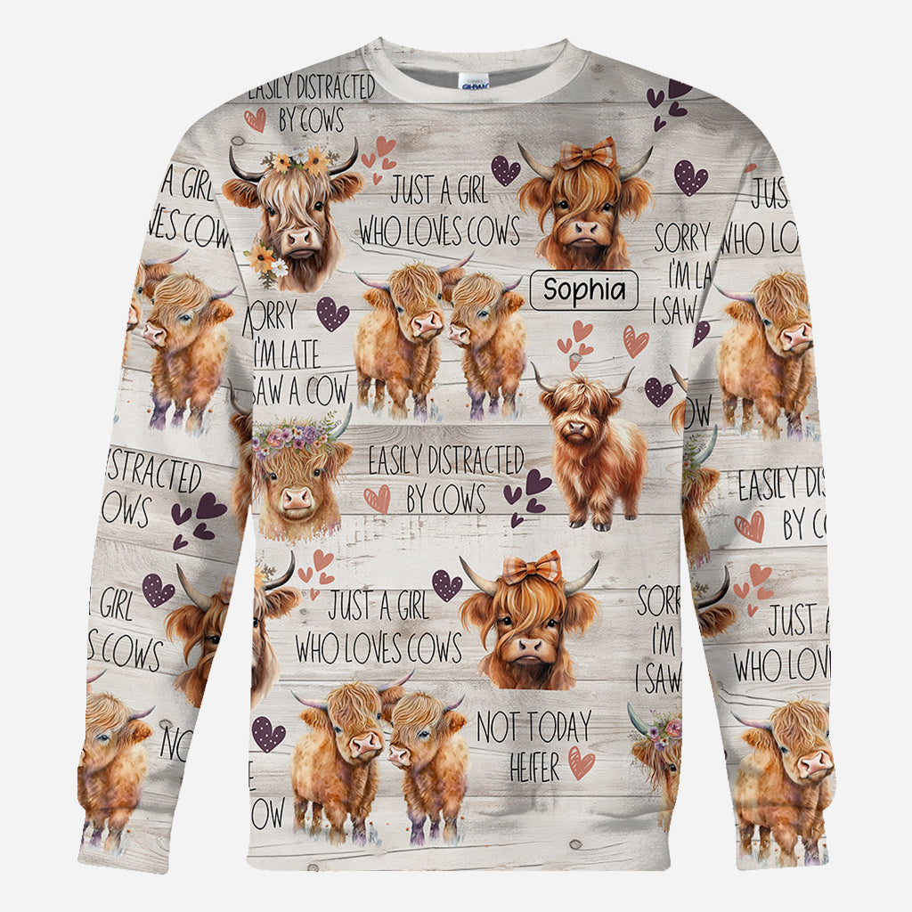 Just A Girl Who Loves Highland Cows - Personalized Highland Cow All Over Shirt
