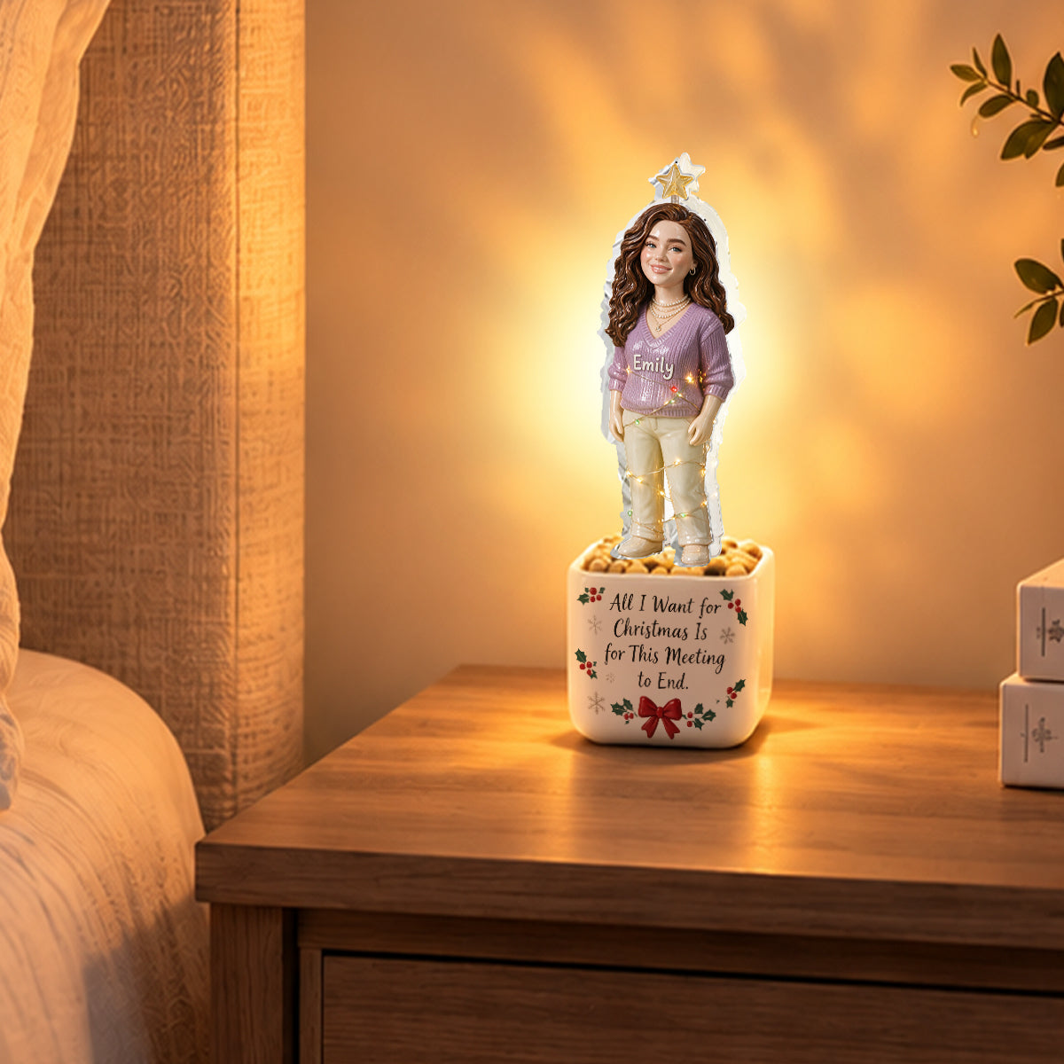 Christmas Gift - Personalized Colleague LED Light Ceramic Pot