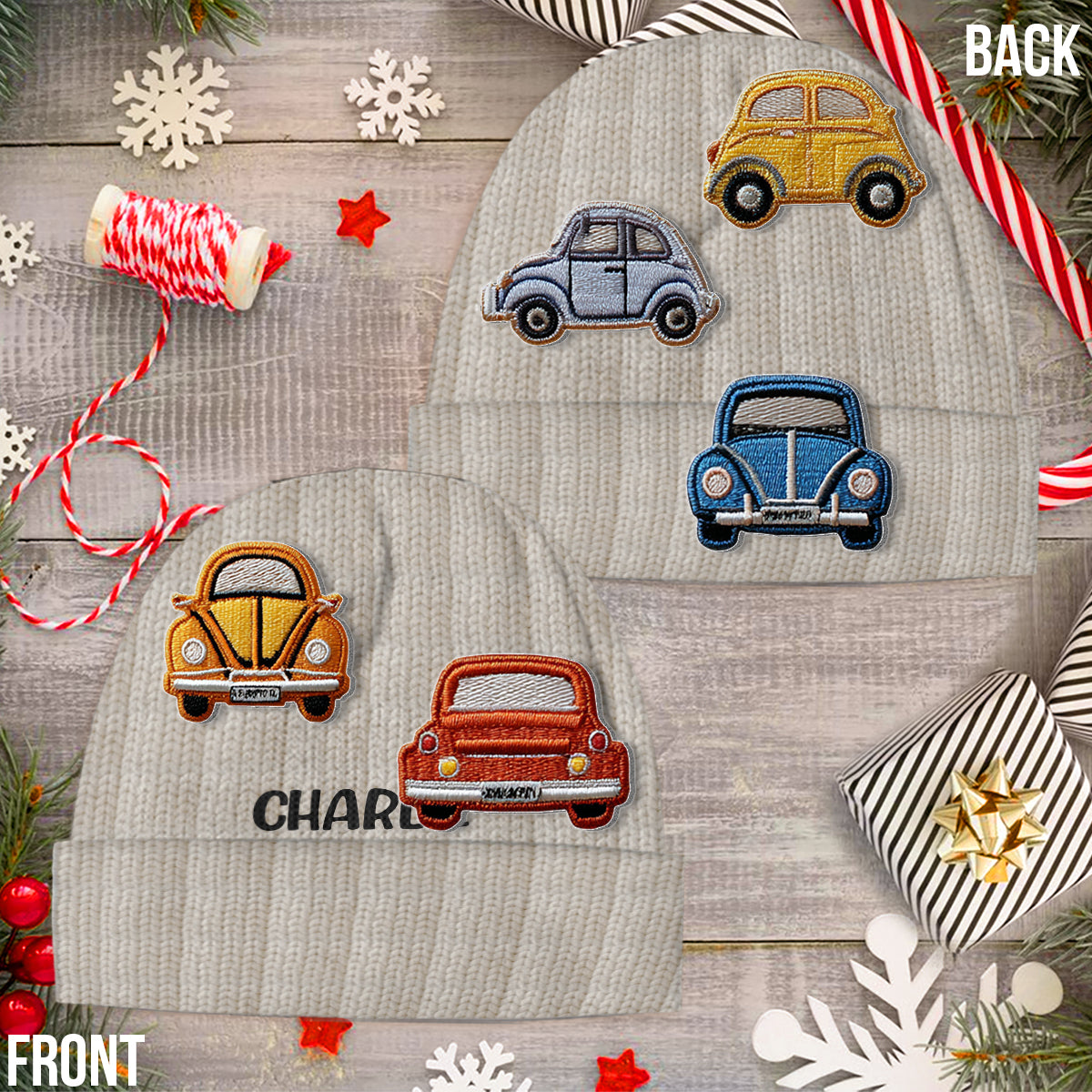 Love Cars - Personalized Kid Beanie Hat With Patches