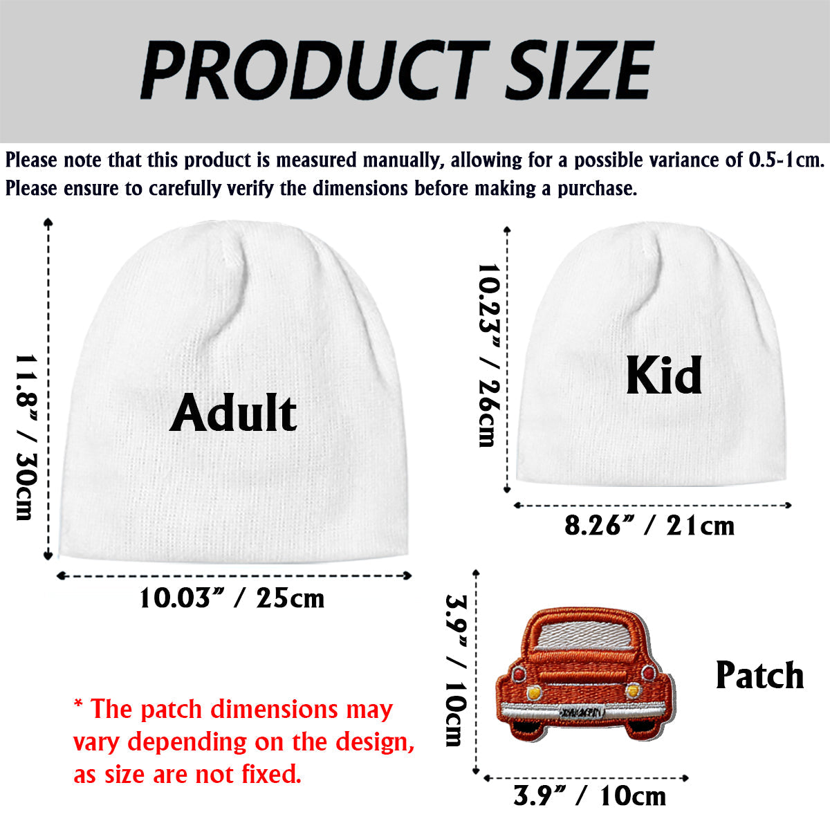 Love Cars - Personalized Kid Beanie Hat With Patches