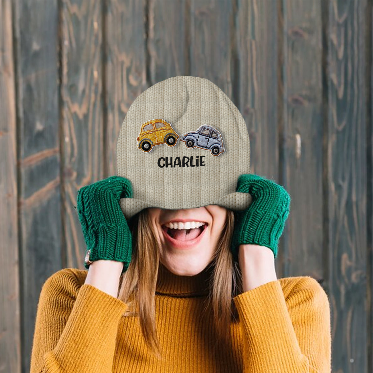 Love Cars - Personalized Kid Beanie Hat With Patches