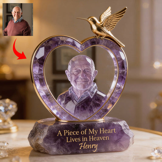 A Piece Of My Heart Lives In Heart - Personalized Memorial Custom Shaped Acrylic Plaque