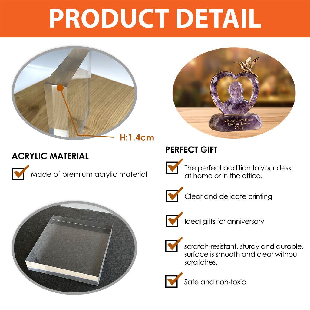 Ein Teil meines Herzens lebt in meinem Herzen – personalisierte Gedenktafel aus Acryl in individueller Form