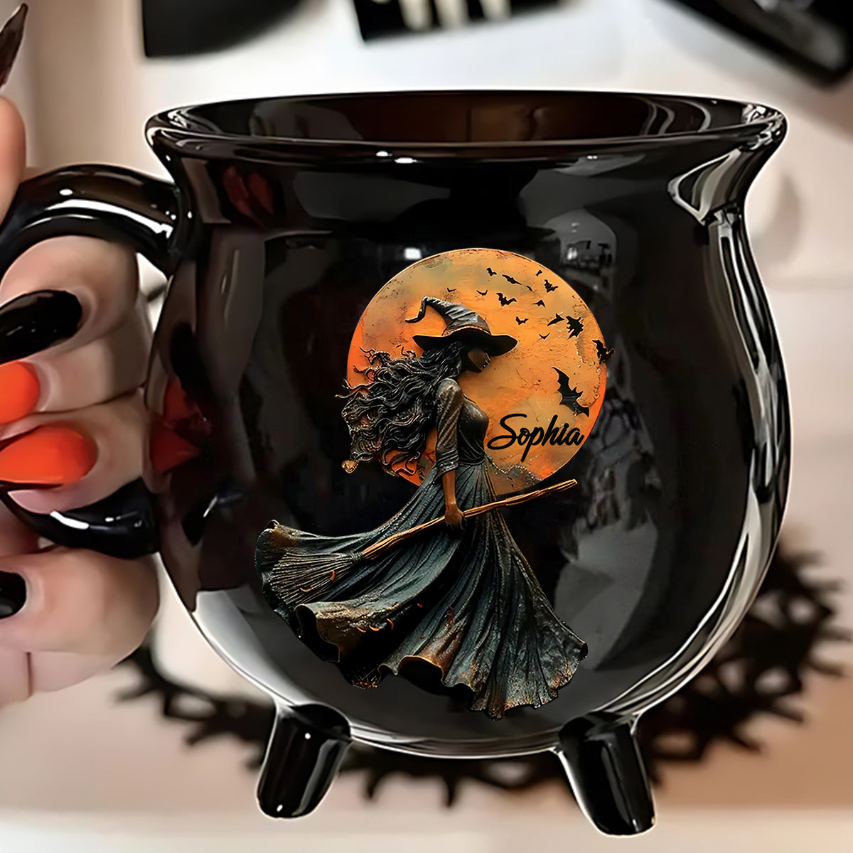 Mystische Hexe – Personalisierter Hexenkessel-Becher