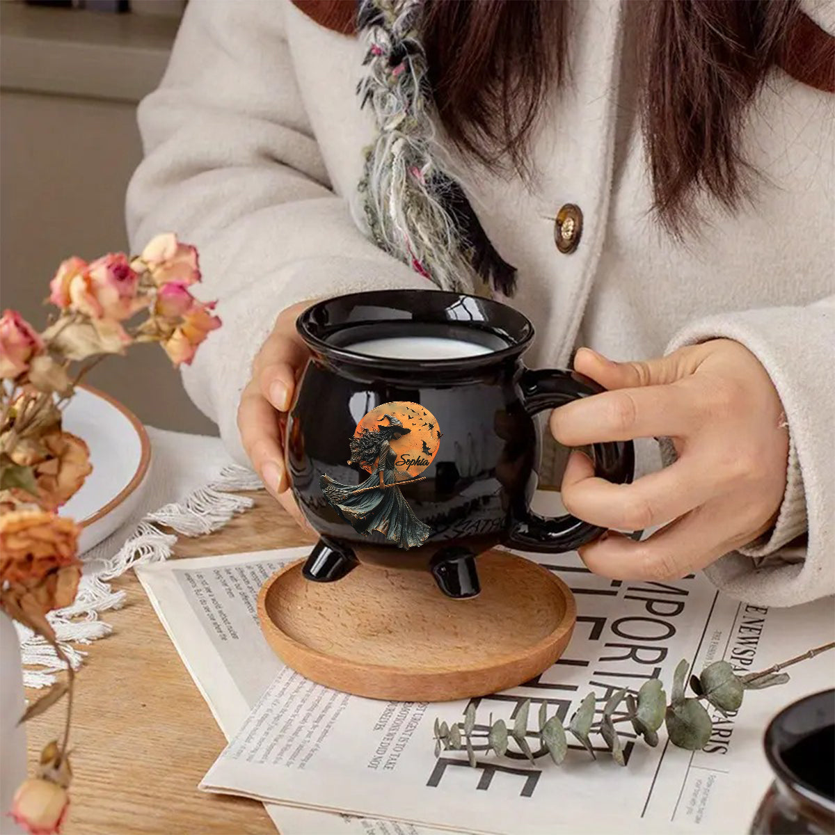 Mystische Hexe – Personalisierter Hexenkessel-Becher