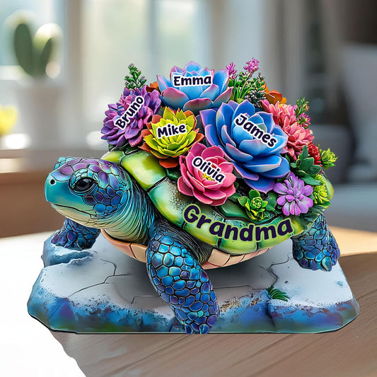 Oma Schildkröte – Personalisierte, individuell geformte Acrylplakette für Oma