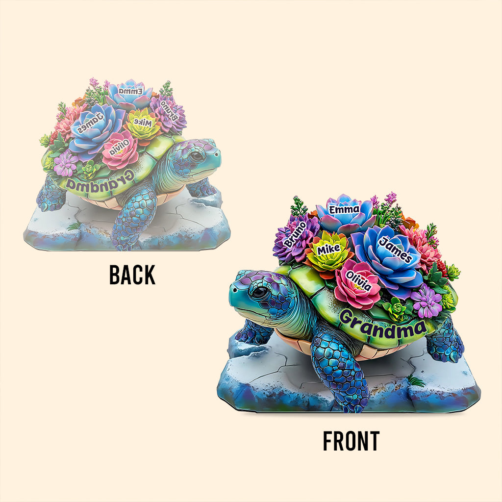 Oma Schildkröte – Personalisierte, individuell geformte Acrylplakette für Oma