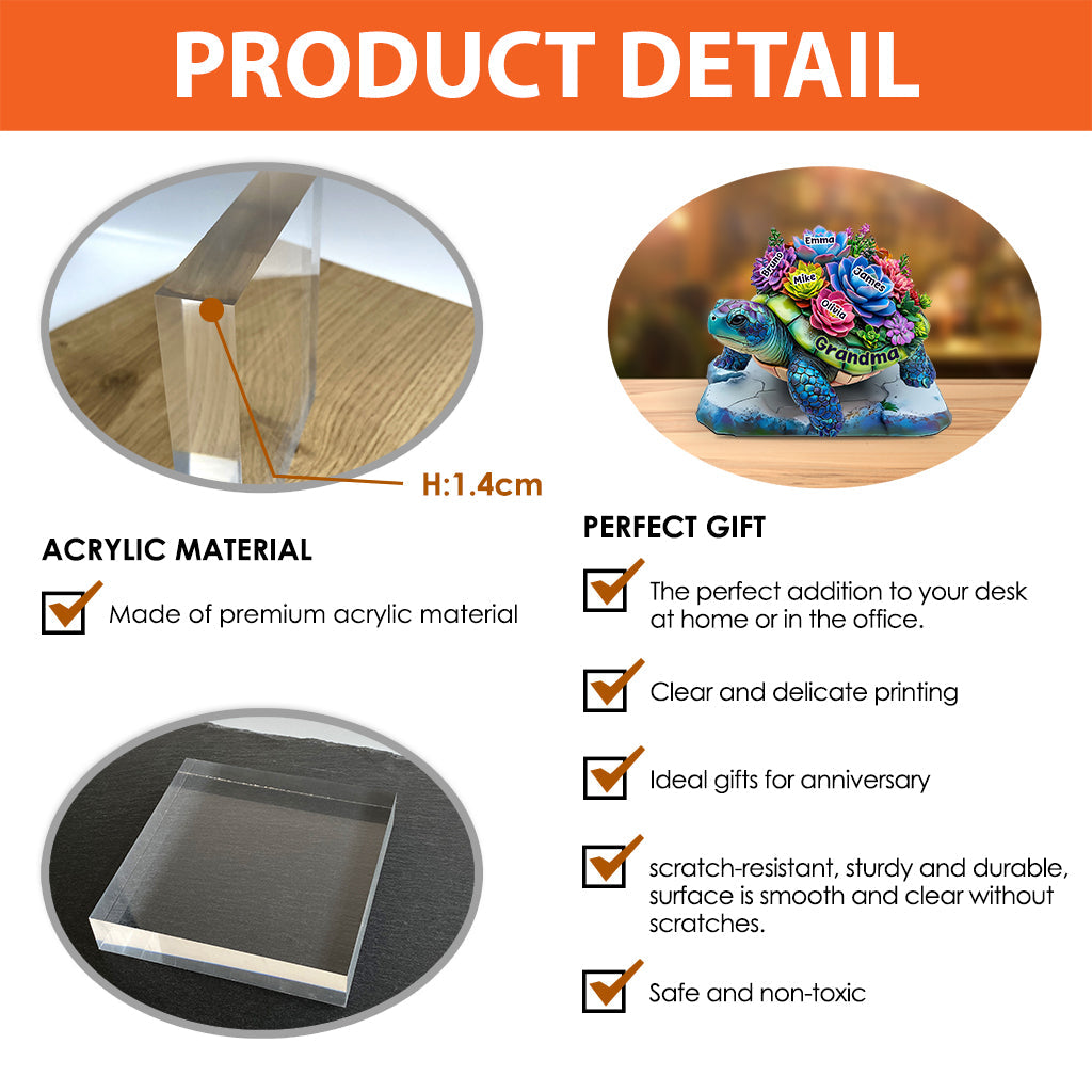 Oma Schildkröte – Personalisierte, individuell geformte Acrylplakette für Oma