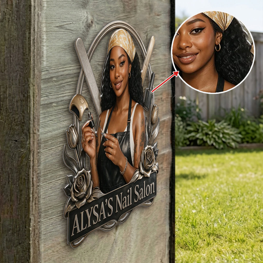 Nail Tech Wall Decor - Personalized Nail Salon 3D Printed Cut Metal Sign