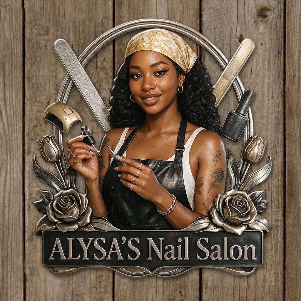 Nail Tech Wall Decor - Personalized Nail Salon 3D Printed Cut Metal Sign