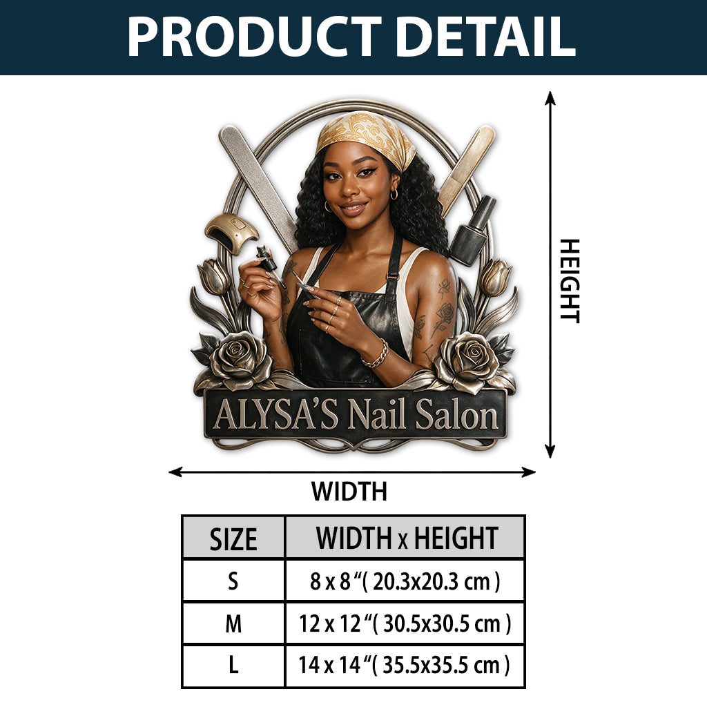 Nail Tech Wall Decor - Personalized Nail Salon 3D Printed Cut Metal Sign