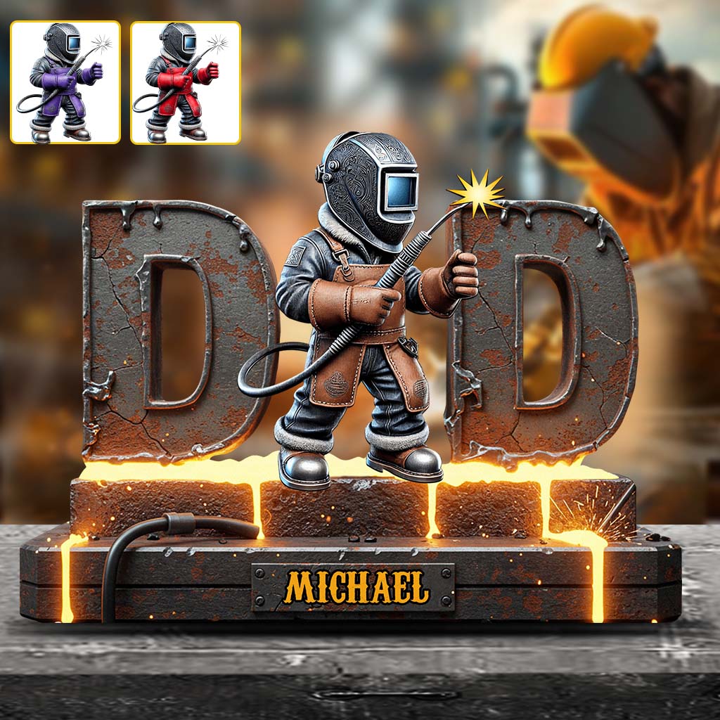 Geschenk für Schweißer, Papa, Opa – Personalisierte Acrylplakette in Schweißerform