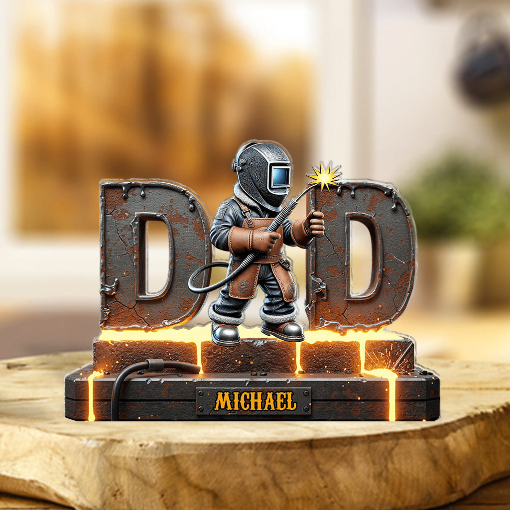 Geschenk für Schweißer, Papa, Opa – Personalisierte Acrylplakette in Schweißerform