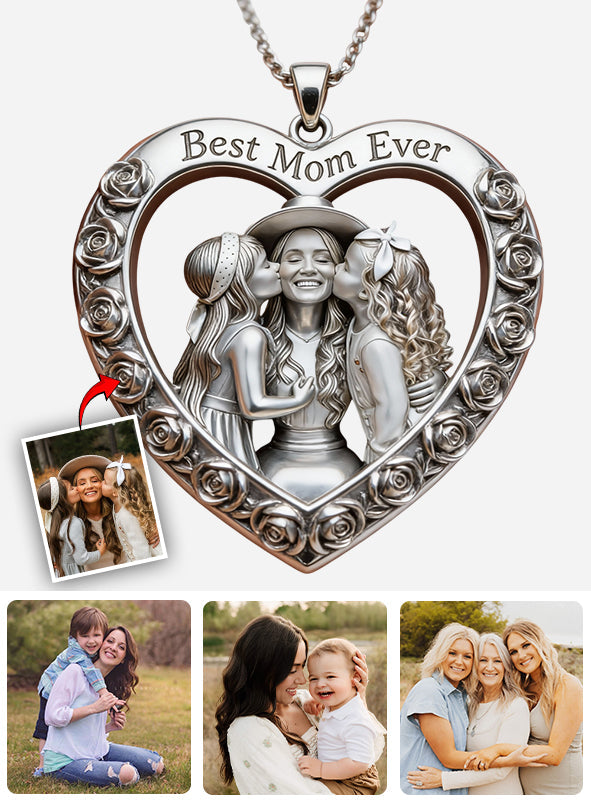 Custom From Any Photo - Personalized Mother Shaped Metal Pendant Necklace