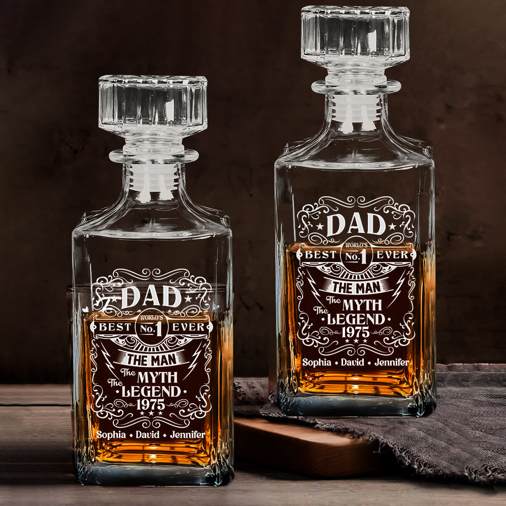 Der Mann, der Mythos, die Legende – Personalisiertes Whiskey-Dekanter-Set „Vater“