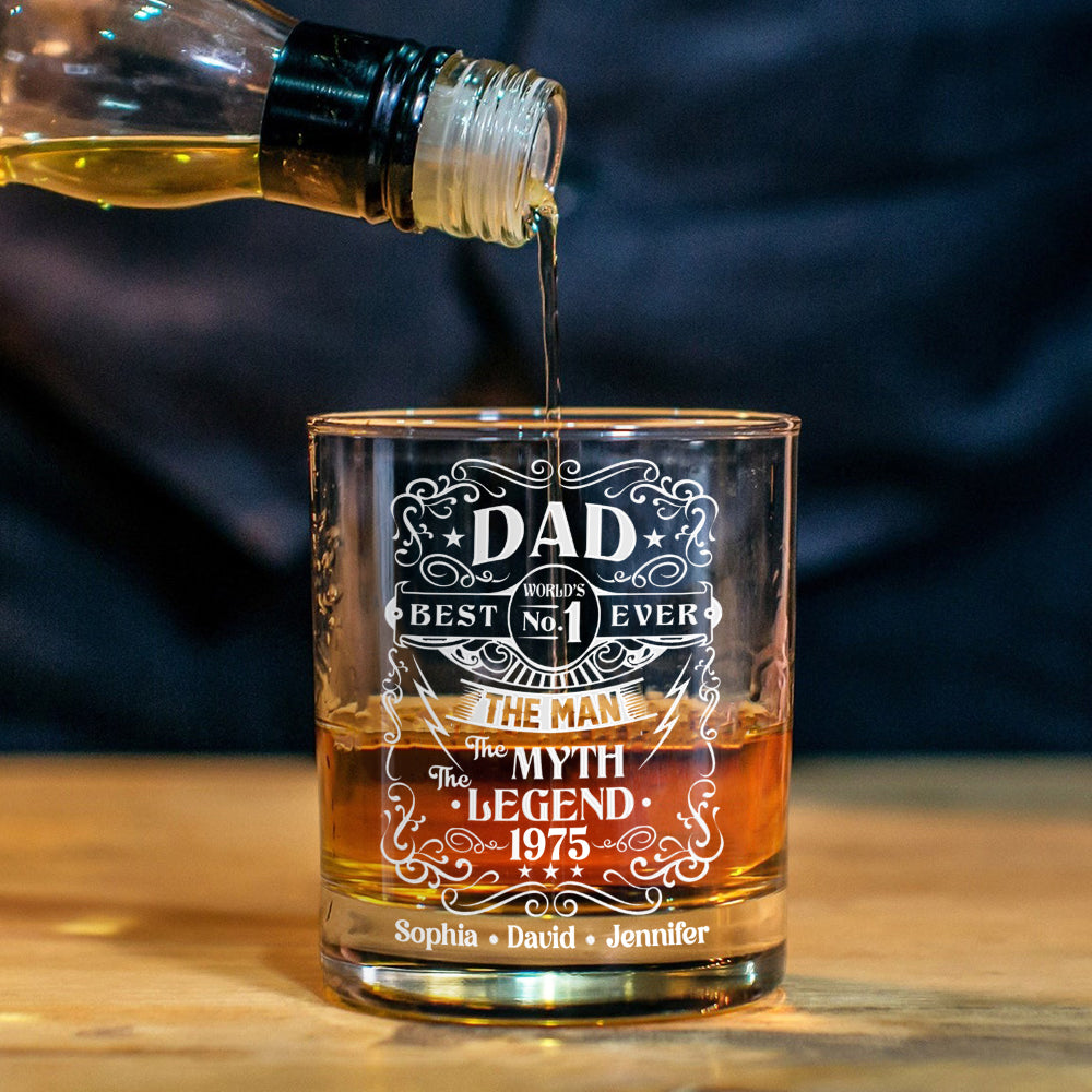 Der Mann, der Mythos, die Legende – Personalisiertes Whiskey-Dekanter-Set „Vater“