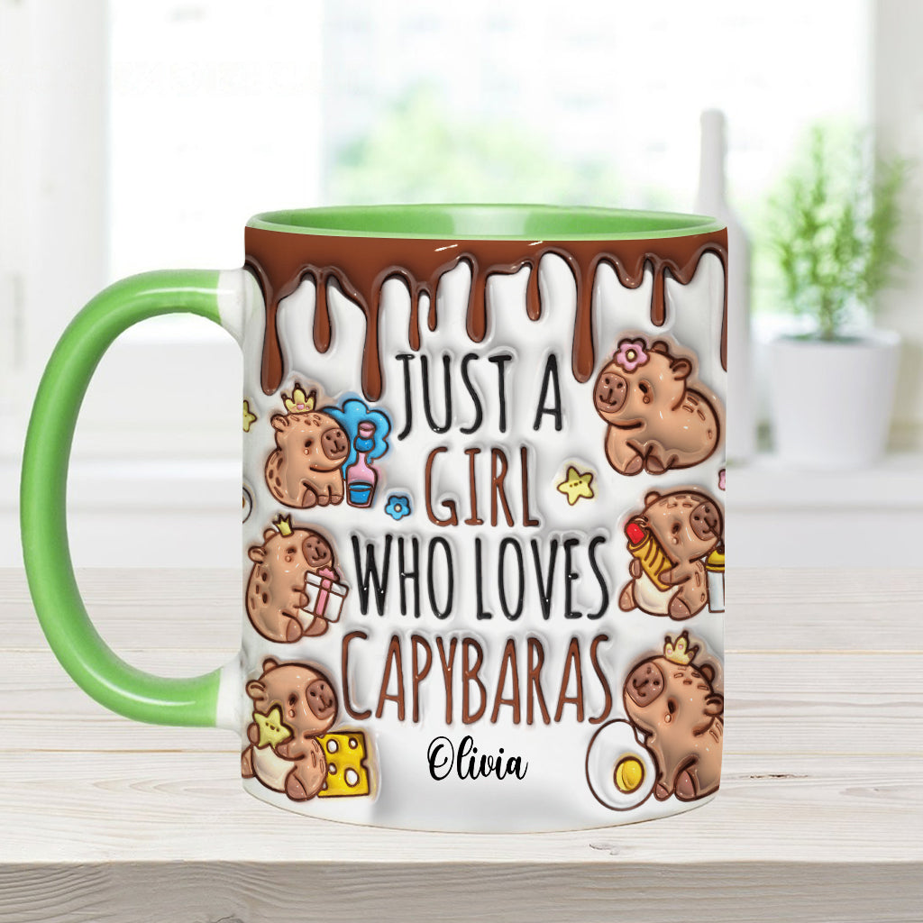 Personalisierte Tasse mit Akzent für ein Mädchen, das Wasserschweine liebt