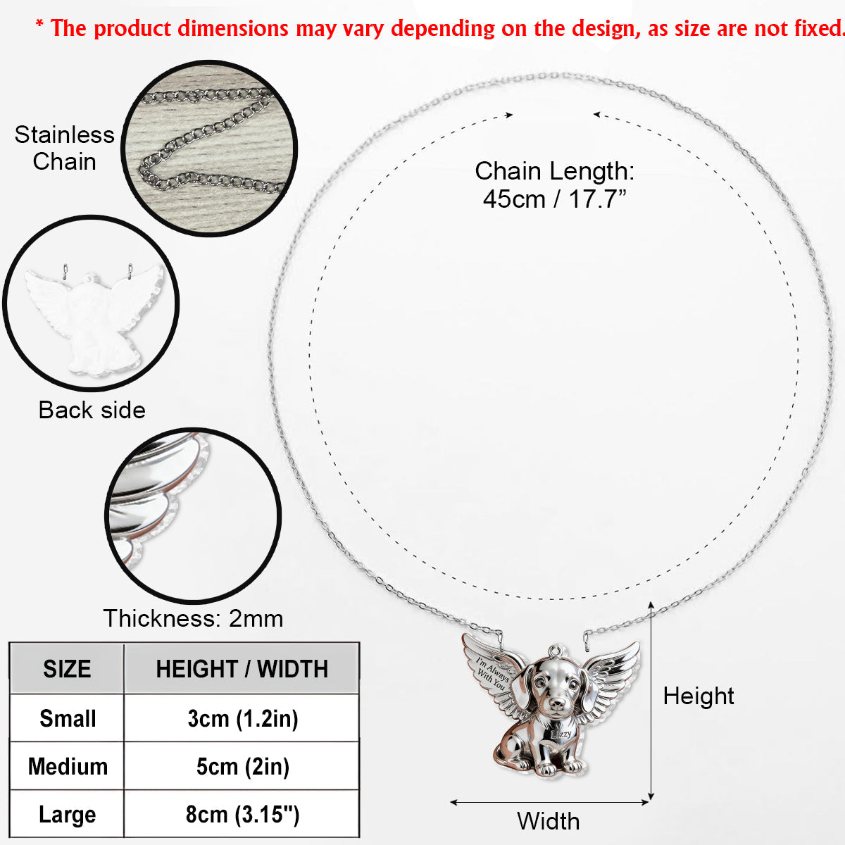 Love My Dog - Personalized Dog Shaped Acrylic Pendant Necklace