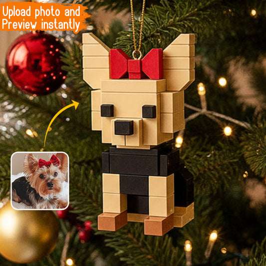 Gift For Dog Lover Building Block Style - Personalized Dog Custom Made Block Figure Ornament