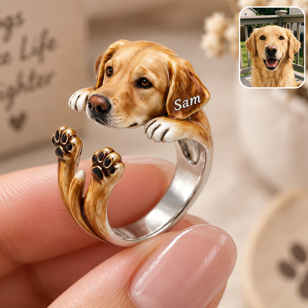 Kleine Pfoten, Endlose Liebe - Personalisierbarer Verstellbarer Ring
