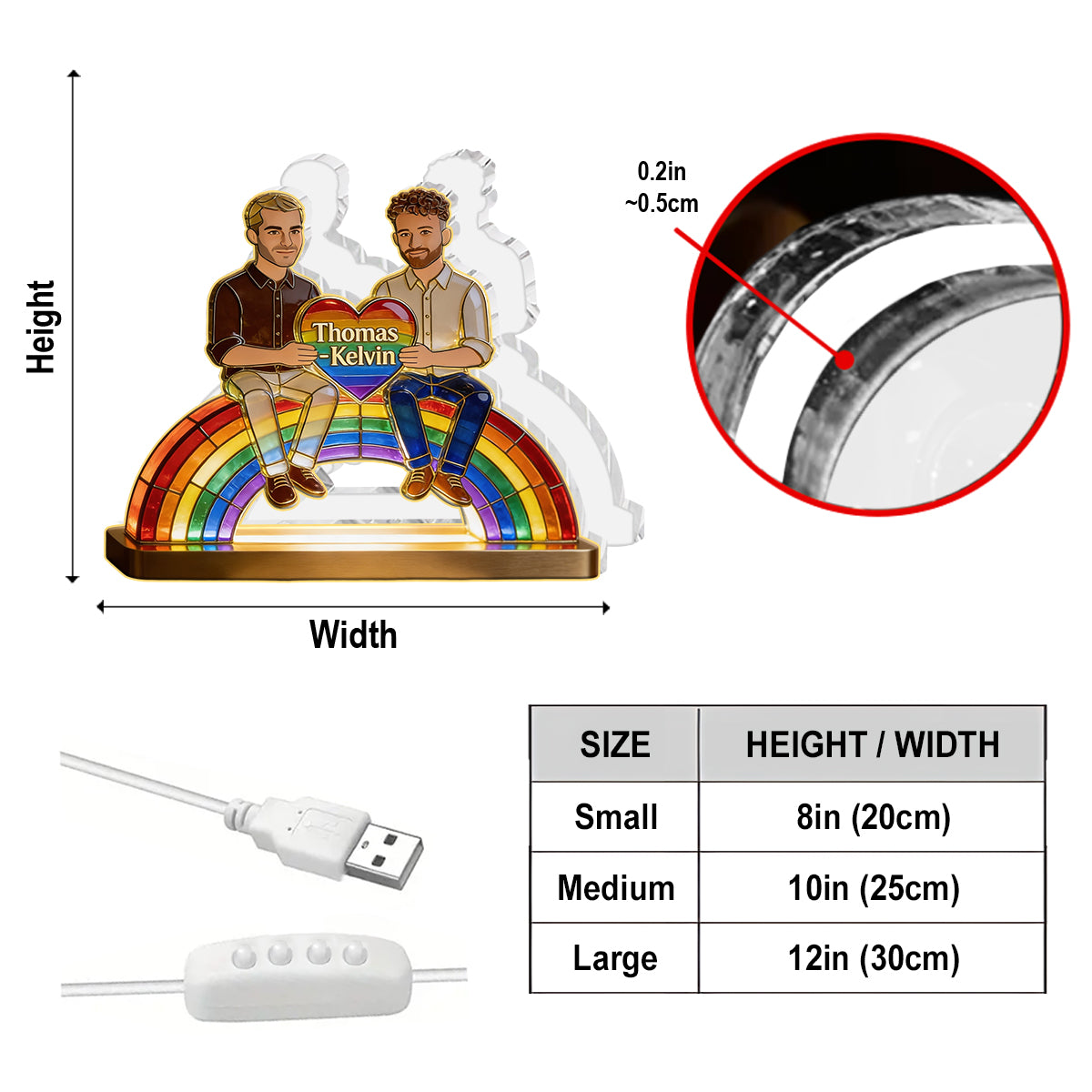 Liebe ist Liebe - Personalisierte LGBT Unterstützung Acryl LED Nachtlicht