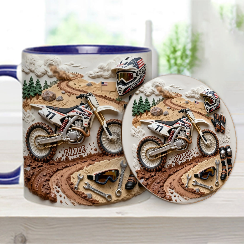 Cooles Dirtbike, Motocross – Personalisierter Dirtbike-Becher & Untersetzer