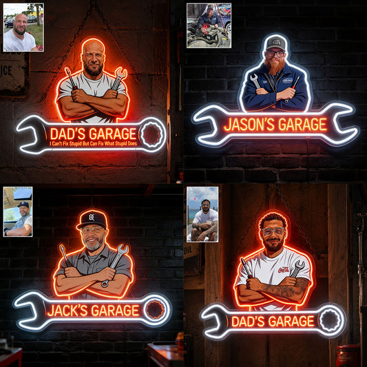 Geschenk für Ihn, Vatertagsgeschenk - Personalisierte Garage LED Licht Acrylschild