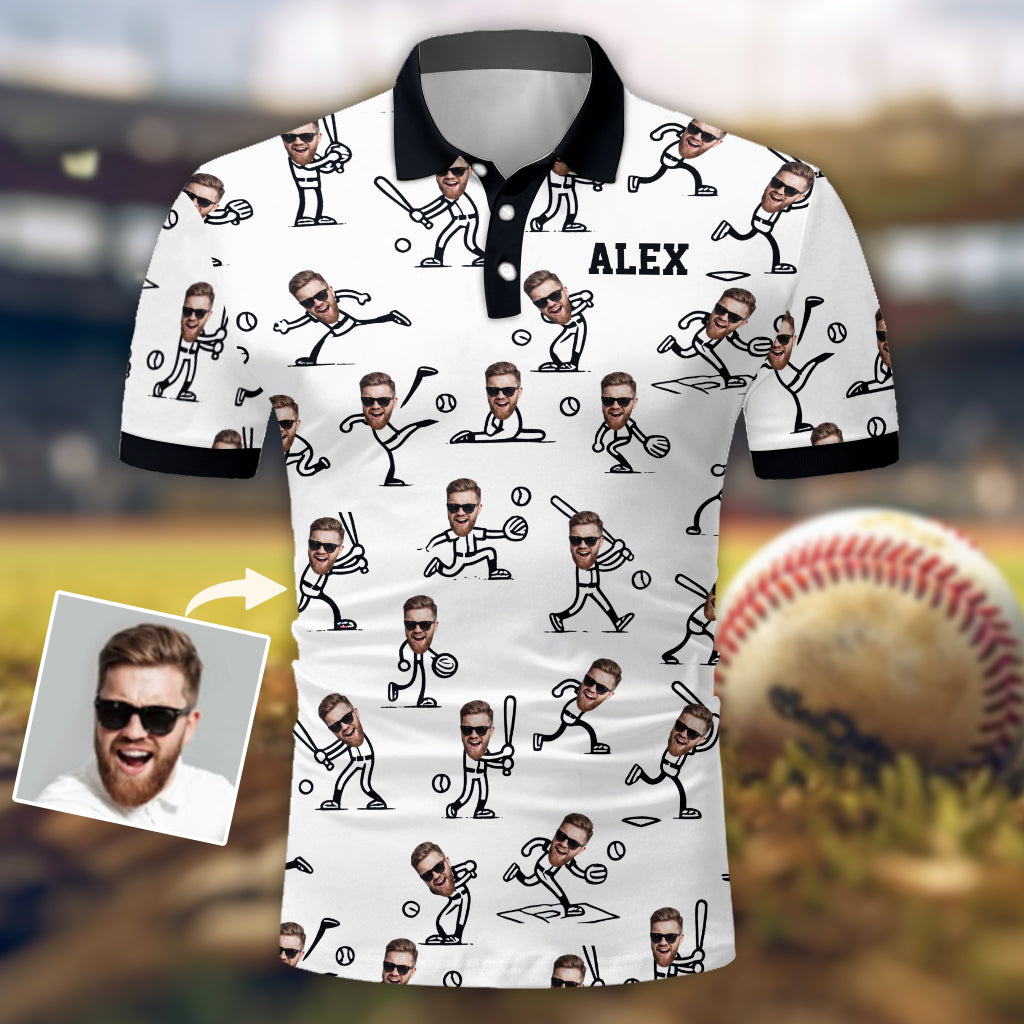 Geschenk für Baseball-Papa, Ehemann, Sohn... - Personalisiertes Baseball-Poloshirt