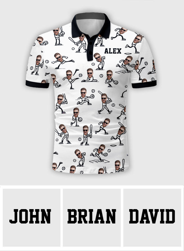 Geschenk für Baseball-Papa, Ehemann, Sohn... - Personalisiertes Baseball-Poloshirt