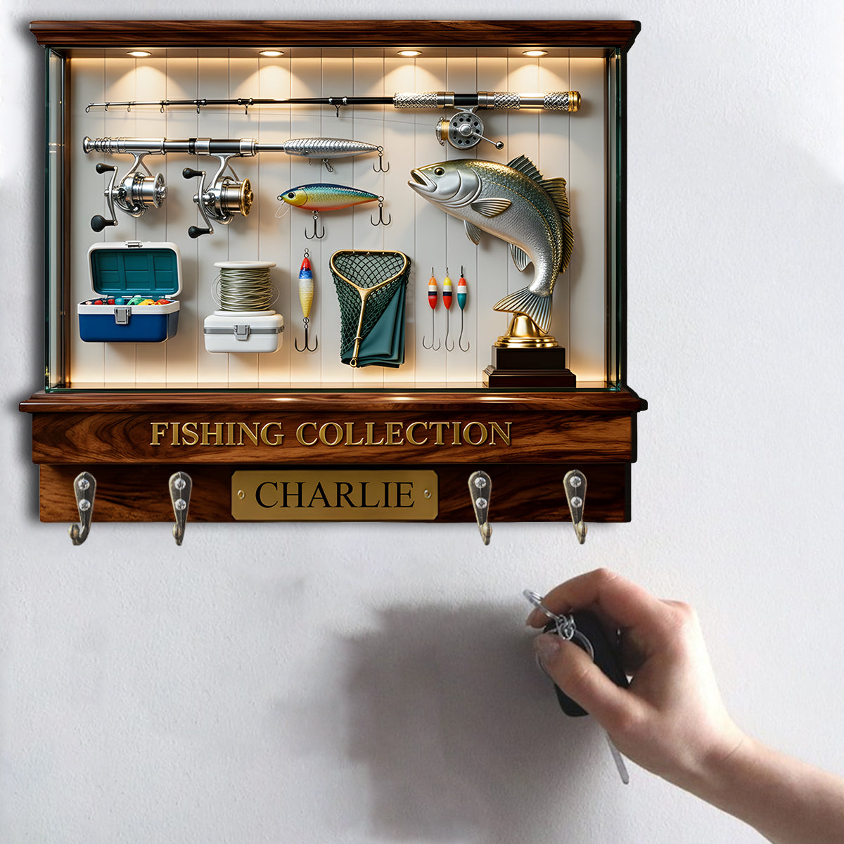 Angel-Liebhaber – Personalisierter Angelhaken in individueller Form zum Aufhängen