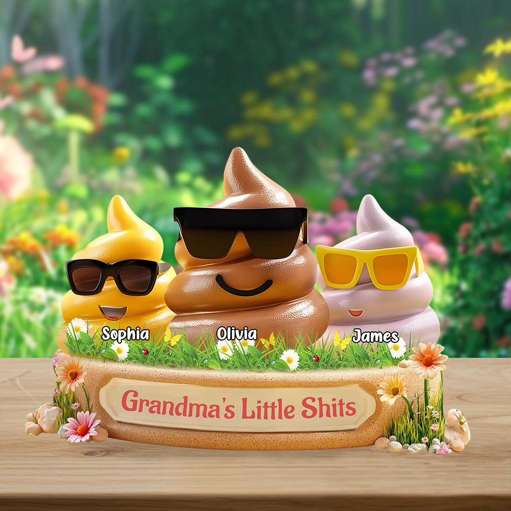 Gift For Grandma, Mom - Little Shits - Personalized Grandma Custom Shaped Acrylic Plaque