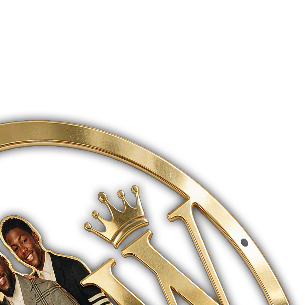 Custom Family Photo & Initial Gold Sign - Personalized Family Cut Metal Sign