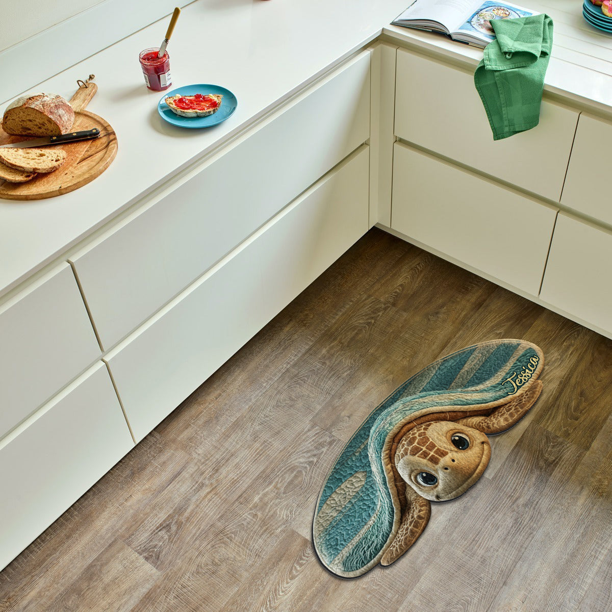 Liebe Schildkröte – Personalisierter, rutschfester, getufteter Schildkröten-Teppich