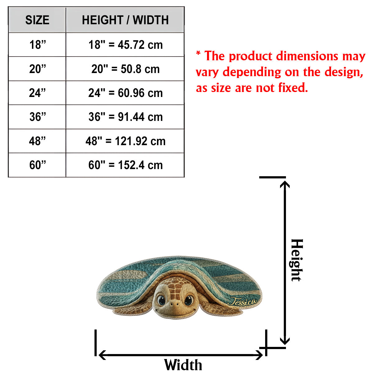 Liebe Schildkröte – Personalisierter, rutschfester, getufteter Schildkröten-Teppich