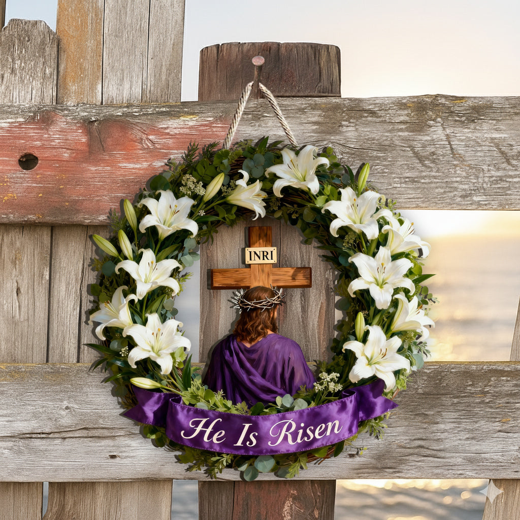 Osterdekoration: „Besinne dich auf den Weg des Opfers“ – personalisiertes christliches Holzschild in individueller Form