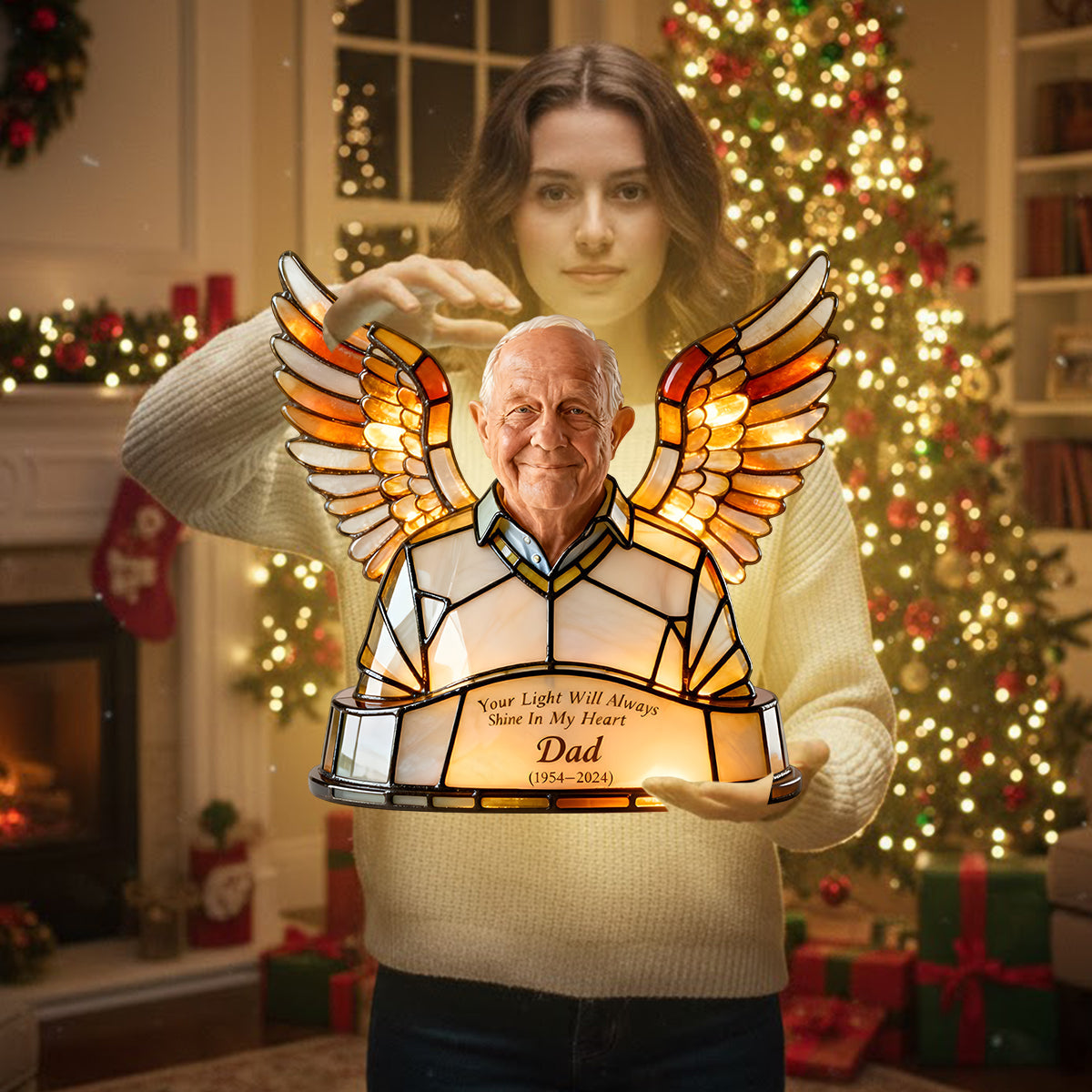 Dein Licht wird immer leuchten – Personalisierte Gedenktafel aus Acryl mit LED-Beleuchtung