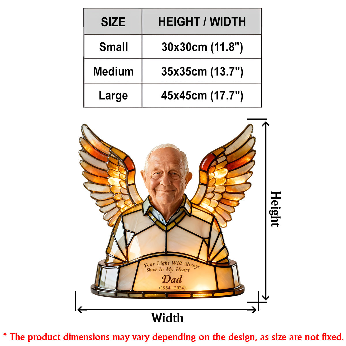 Dein Licht wird immer leuchten – Personalisierte Gedenktafel aus Acryl mit LED-Beleuchtung