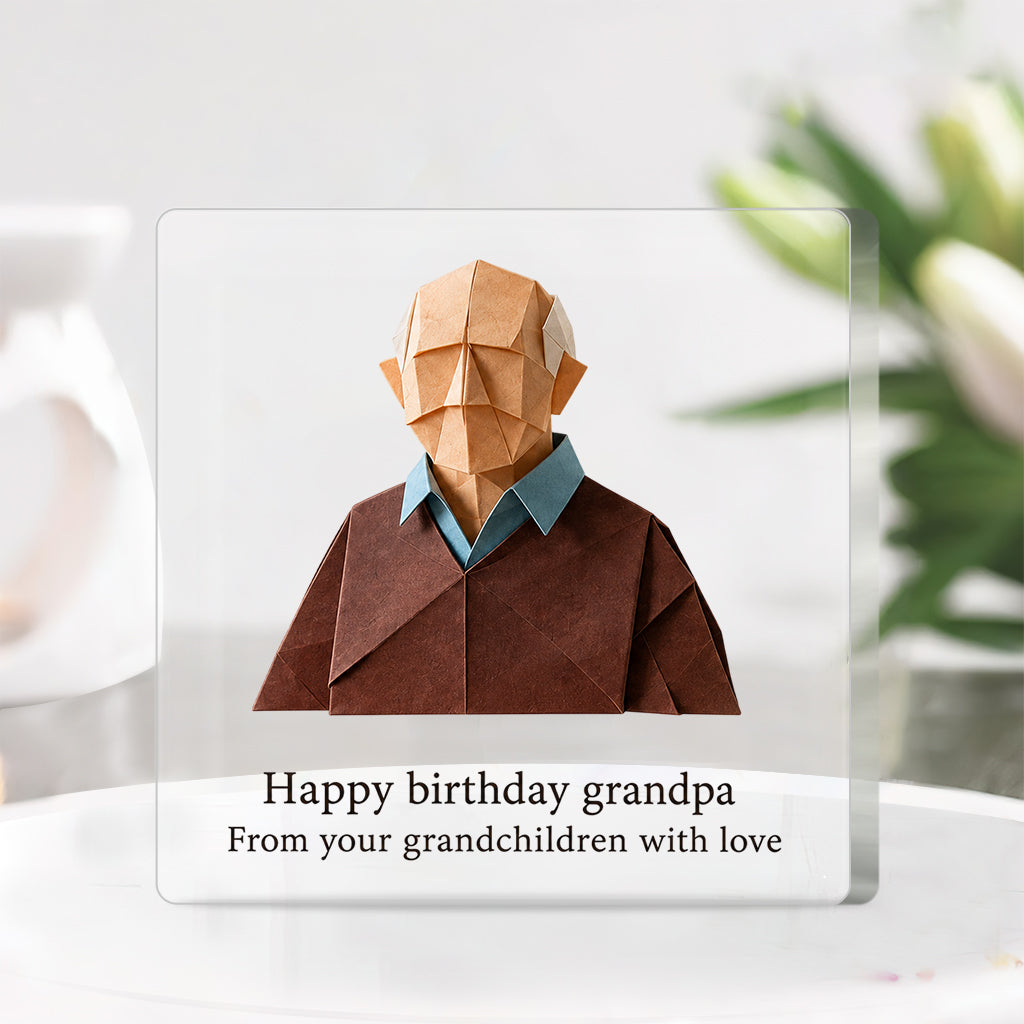 Birthday Gift Origami - Personalized Birthday Custom Shaped Acrylic Plaque