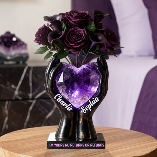 Bis dass der Tod uns scheidet – Personalisierte Acryl-Blumenvase in individueller Form für Paare